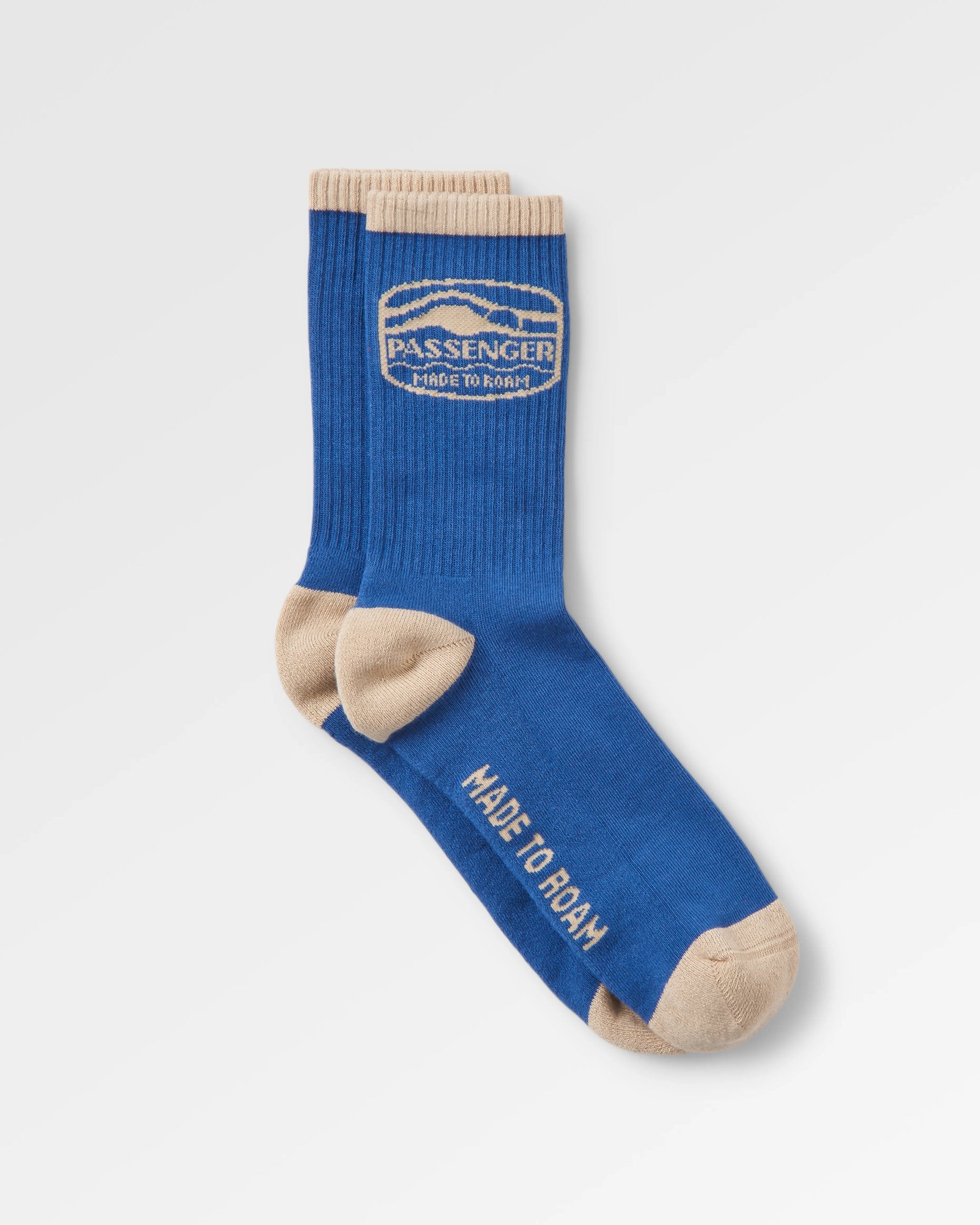 Rambler Organic Midweight Crew Socks - Moonlight Blue - Flatlay