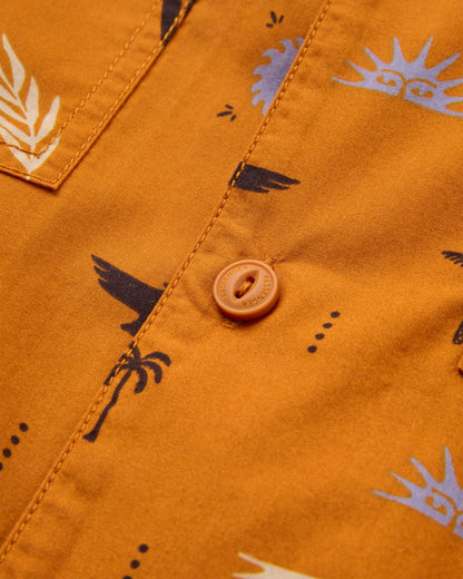 Acreage Organic Cotton Shirt - Sundial Retro Orange - Flatlay