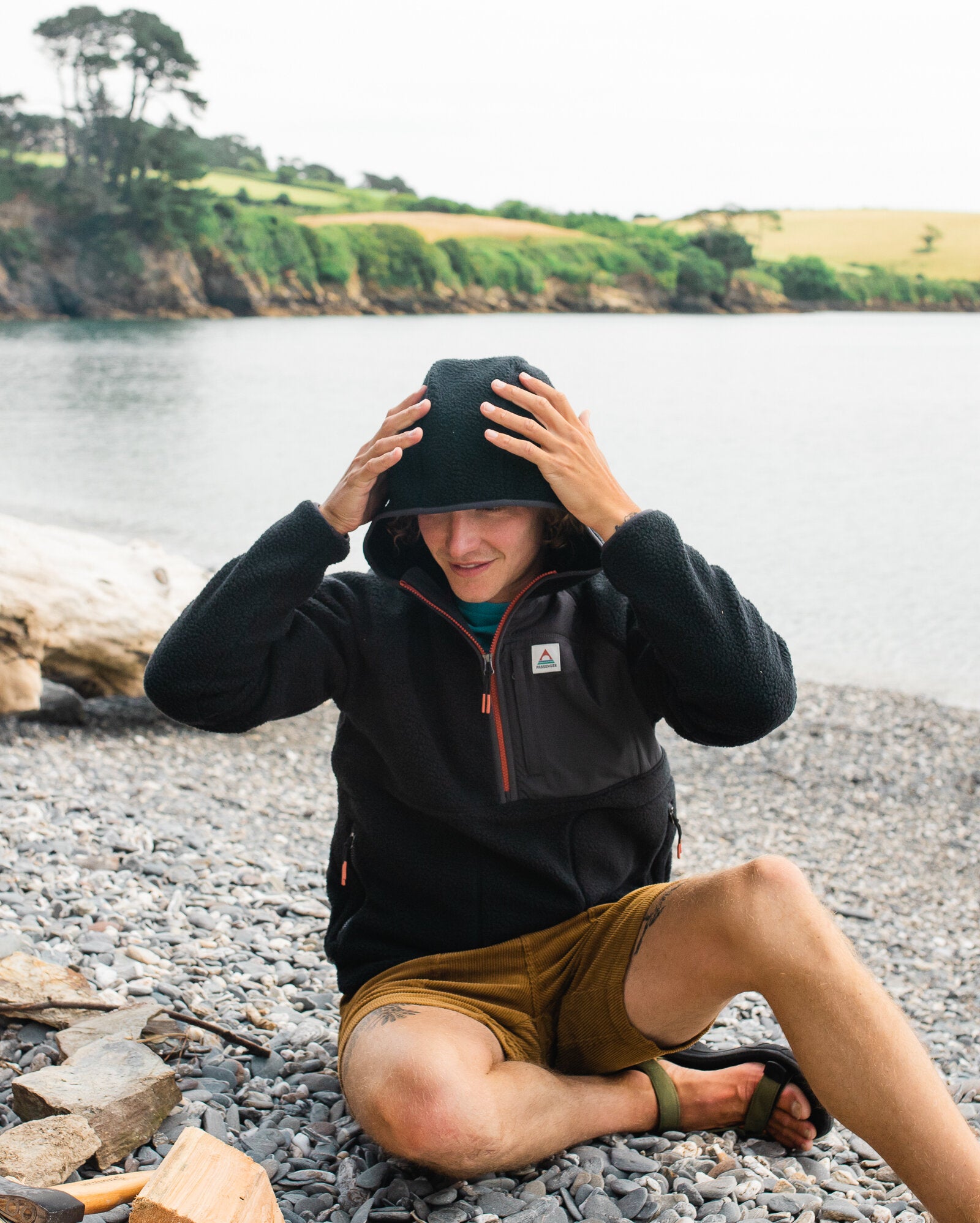 Ventura 1/2 Zip Recycled Sherpa Fleece - Black - Lifestyle