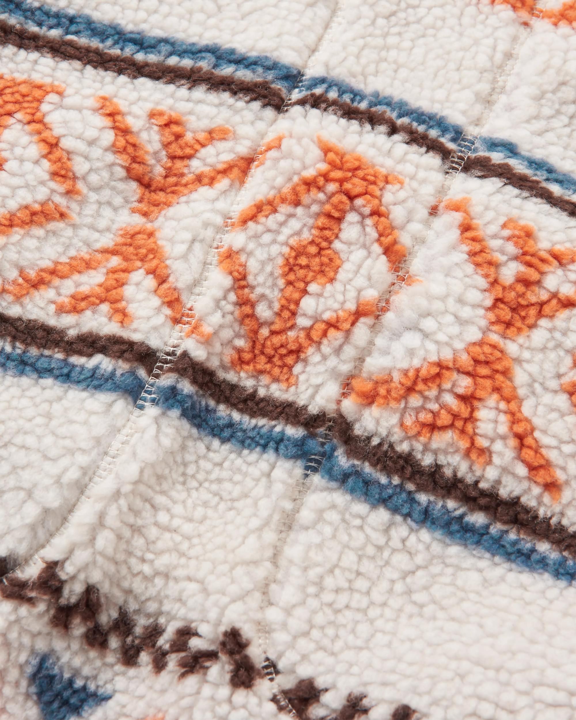 Beaumont Recycled Sherpa Hooded Fleece - Homespun Stripe Sunrise Orange - Flatlay