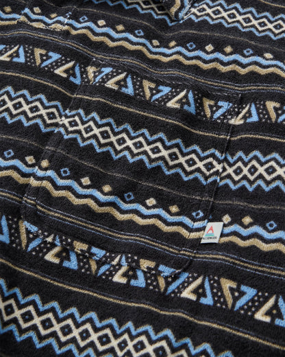 Rising Towelling Polo Shirt - Geo Stripe Faded Black  - Flatlay