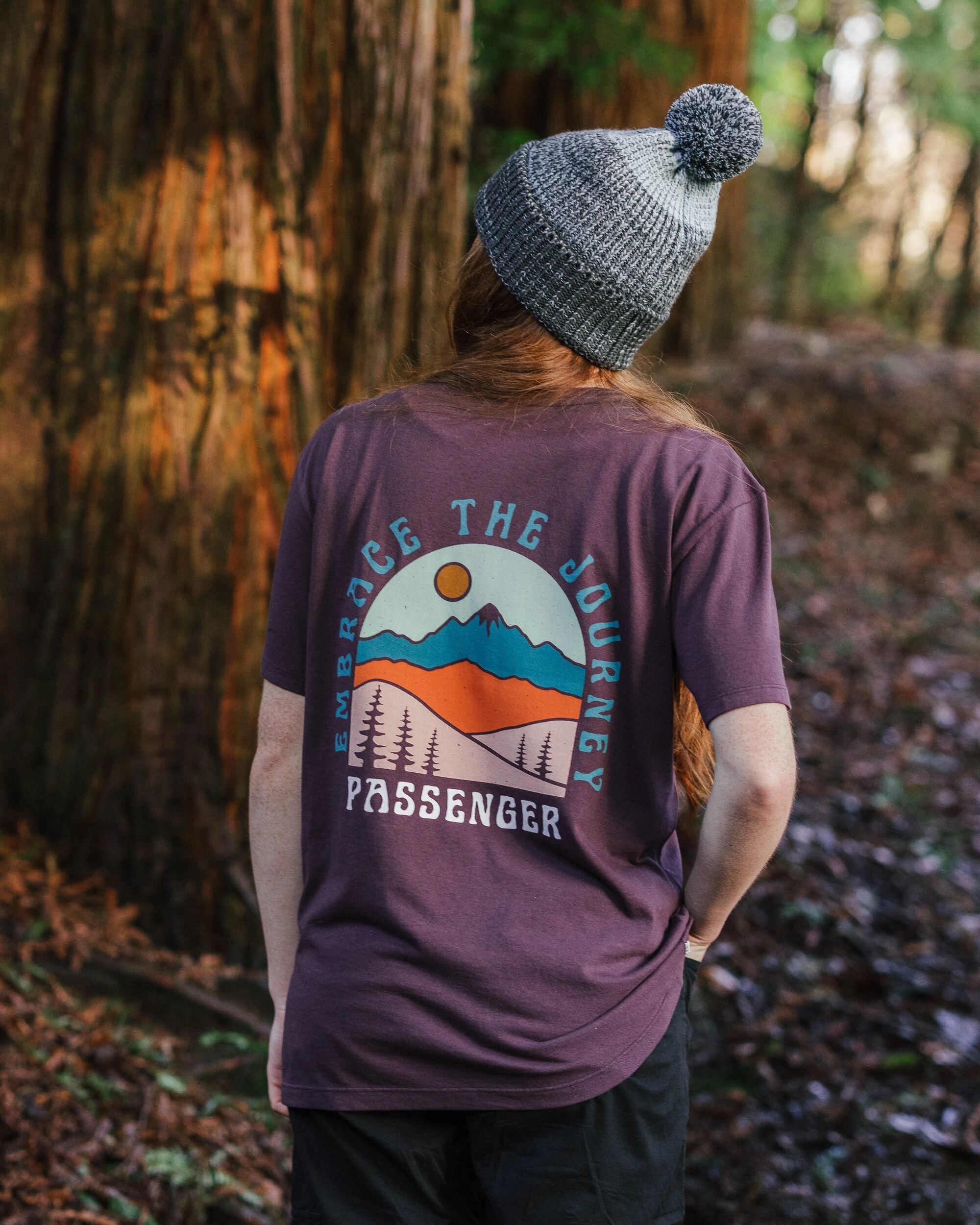 Outlook Recycled Cotton Oversized T-Shirt - Deep Plum - Lifestyle