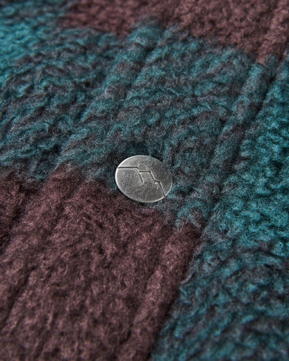 Backcountry Recycled Sherpa Fleece Shirt - Dark Fern/Espresso Check - Flatlay
