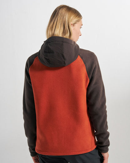 Sierrascape Women's Polartec® Fleece Hoodie - Dark Rust/Espresso - Studio Model