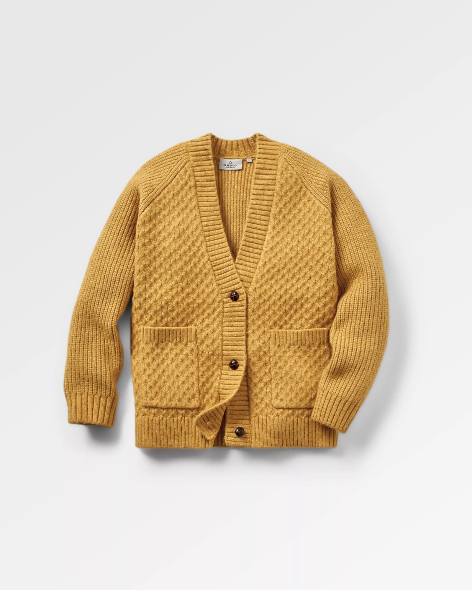 Homey Recycled Knitted Cable Cardigan - Mustard Gold