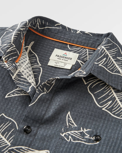 Chill Textured Organic Cotton Short Sleeve Shirt - Palm Faded Black  - Flatlay