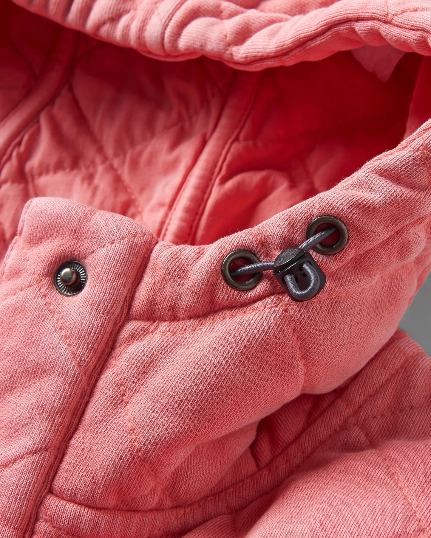 Clementine Recycled Quilted Popper Up Hoodie - Shell Pink