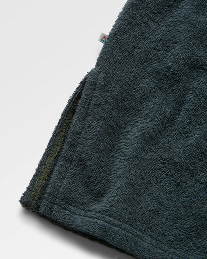 Shoreline Cotton Towel Poncho - Dusty Olive/Charcoal - Flatlay