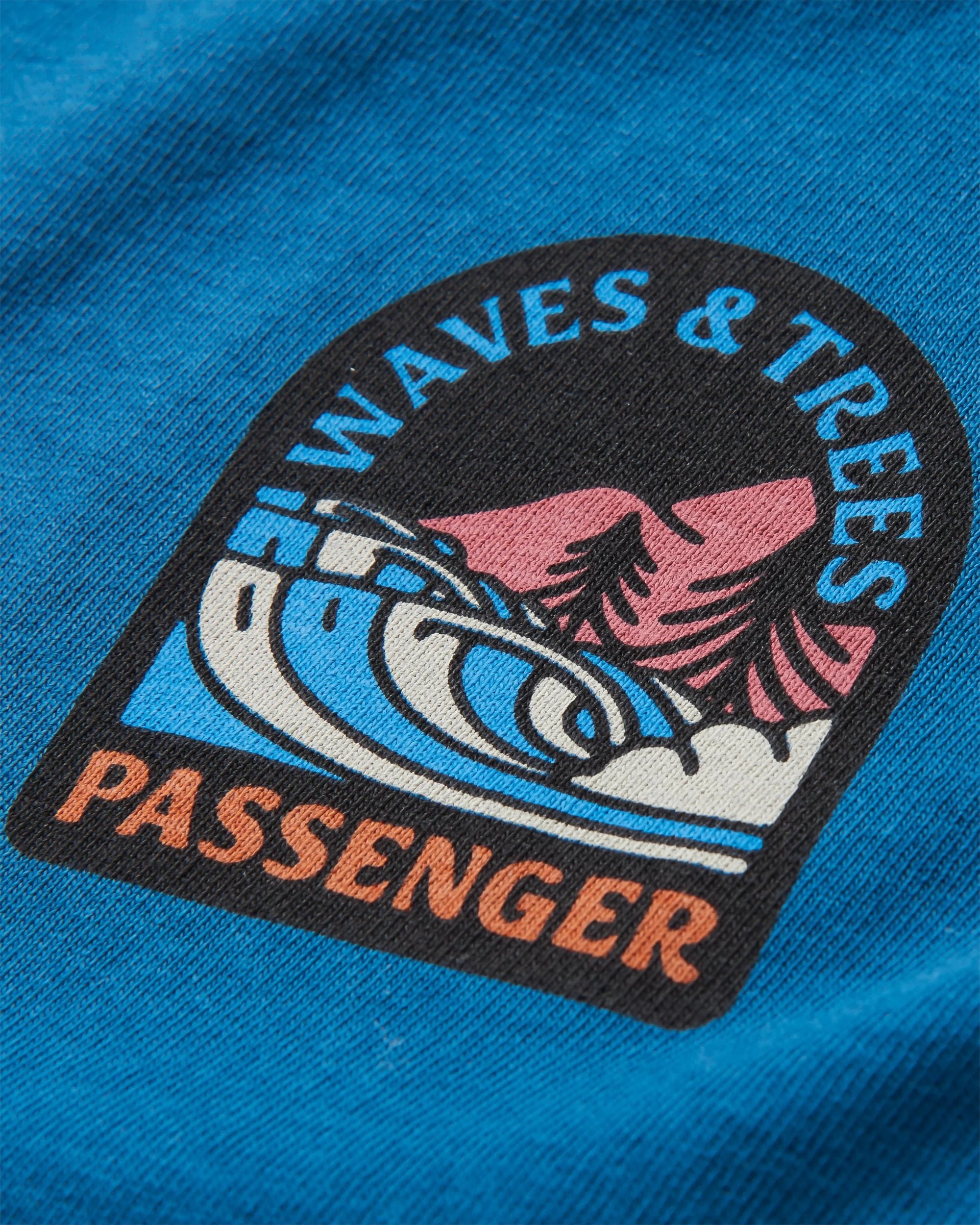 Waves & Trees Recycled Cotton LS T-Shirt - Tidal Blue - Flatlay