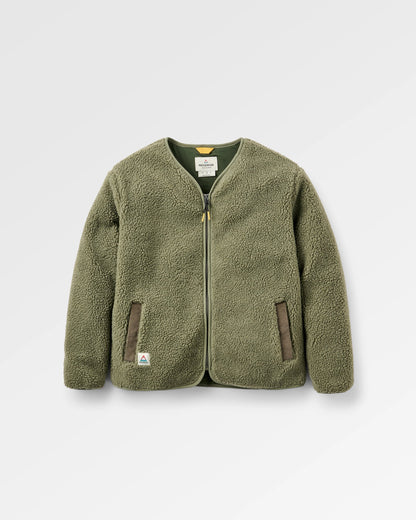Tawny Recycled Deep-Pile Sherpa Fleece - Dusty Olive - Flatlay