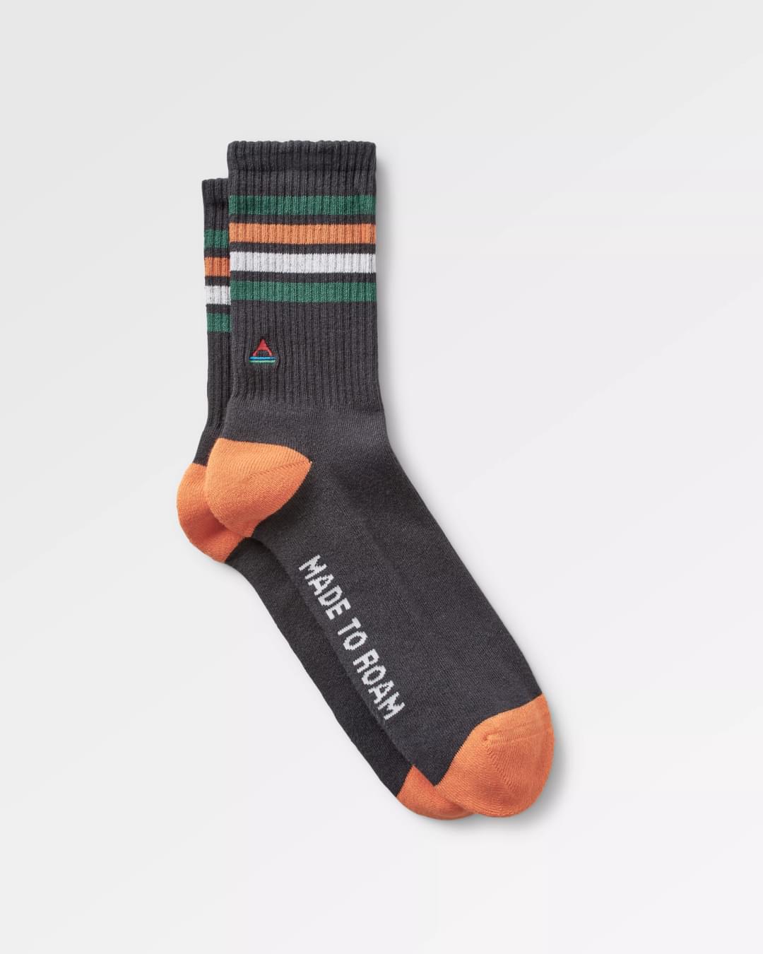 Organic Midweight Crew Socks - Charcoal - Flatlay
