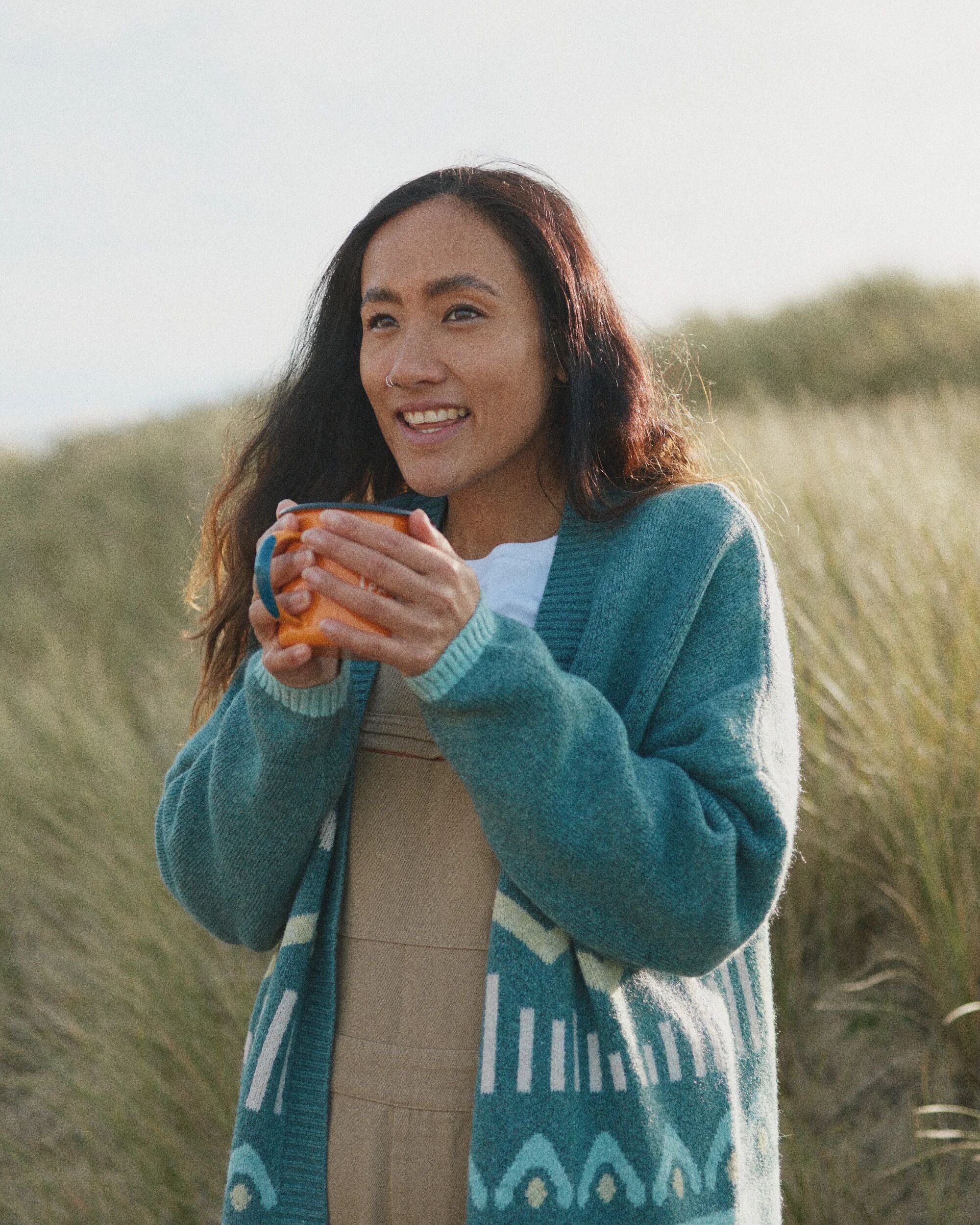 Nettle Recycled Knitted Cardigan - Arctic - Lifestyle