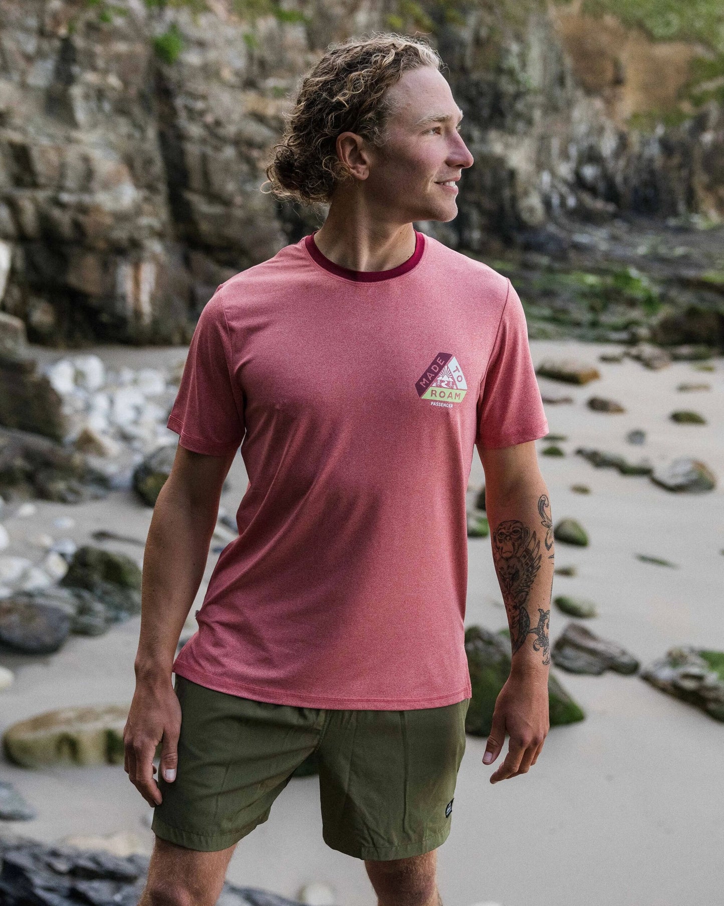 Classic Active Recycled T-Shirt - Mineral Red Marl