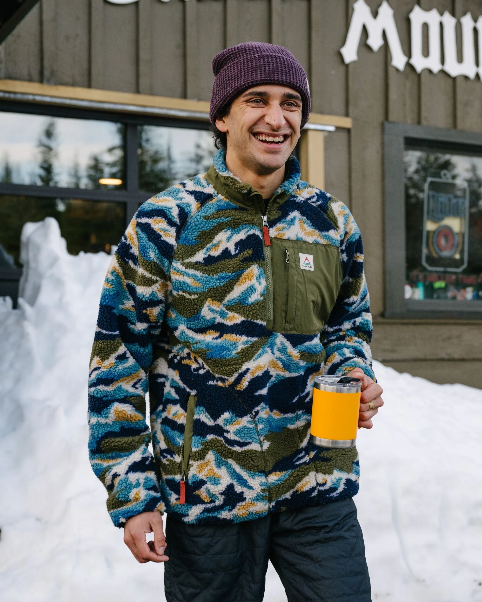 Offroad Recycled Sherpa 1/2 Zip Fleece - Mount Scenic Khaki - Lifestyle