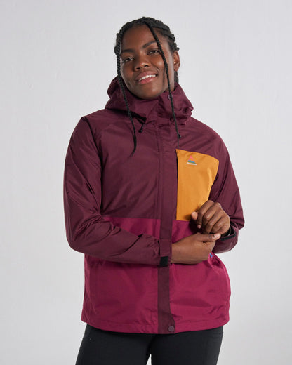 Trailscape Women's Recycled Waterproof Jacket - Fig/Wild Berry  - Studio Model