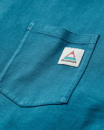 Heritage Recycled Relaxed Fit LS T-Shirt - Tidal Blue - Flatlay