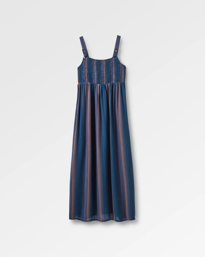 Soleis Woven Maxi Dress - Dark Denim Multi Stripe - Flatlay