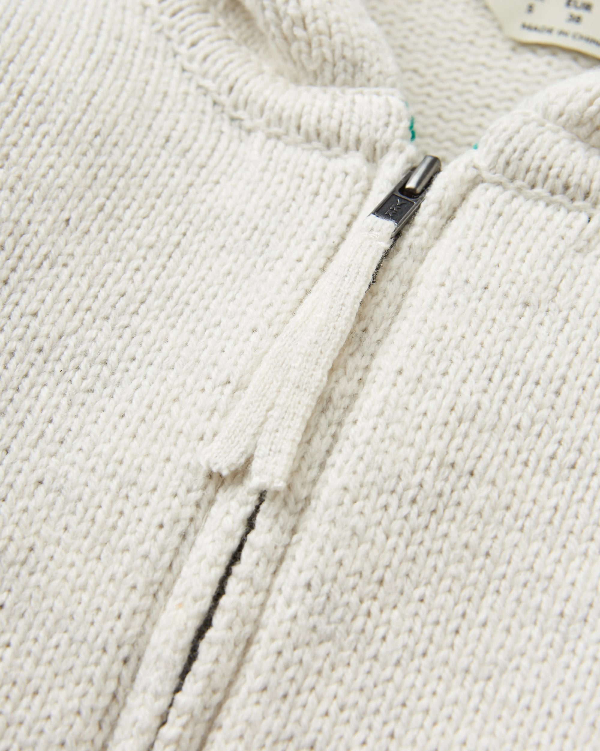 Cove Full Zip Organic Cotton Knitted Hoodie - Off White - Flatlay