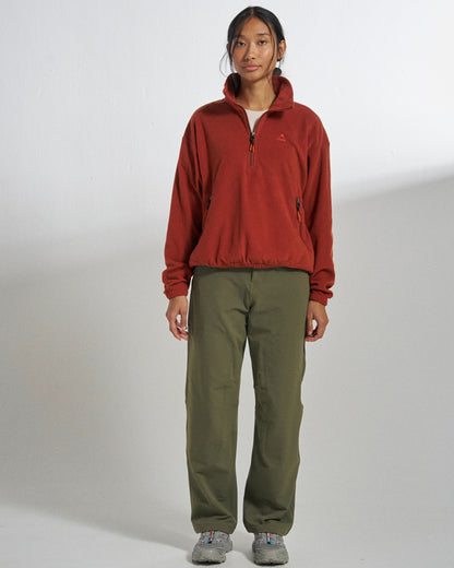 Ayla Micro Polartec® 1/4 Zip Fleece - Dark Rust - Studio Model
