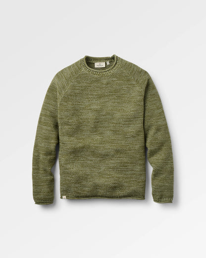 Shore Organic Cotton Knitted Jumper - Khaki - Flatlay