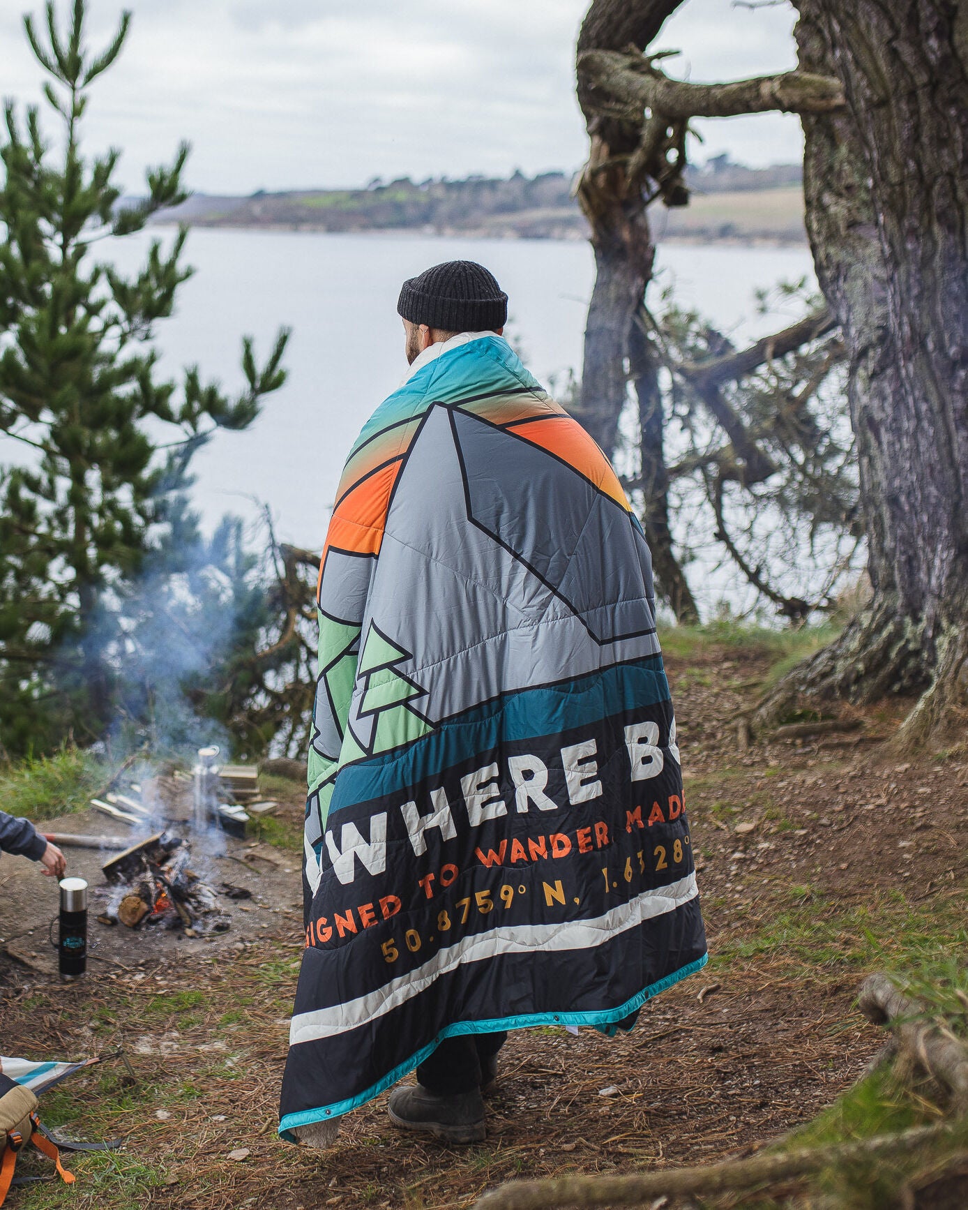 Cabin Recycled Sherpa Blanket - Black 'Nowhere Bound' Print - Lifestyle - Male