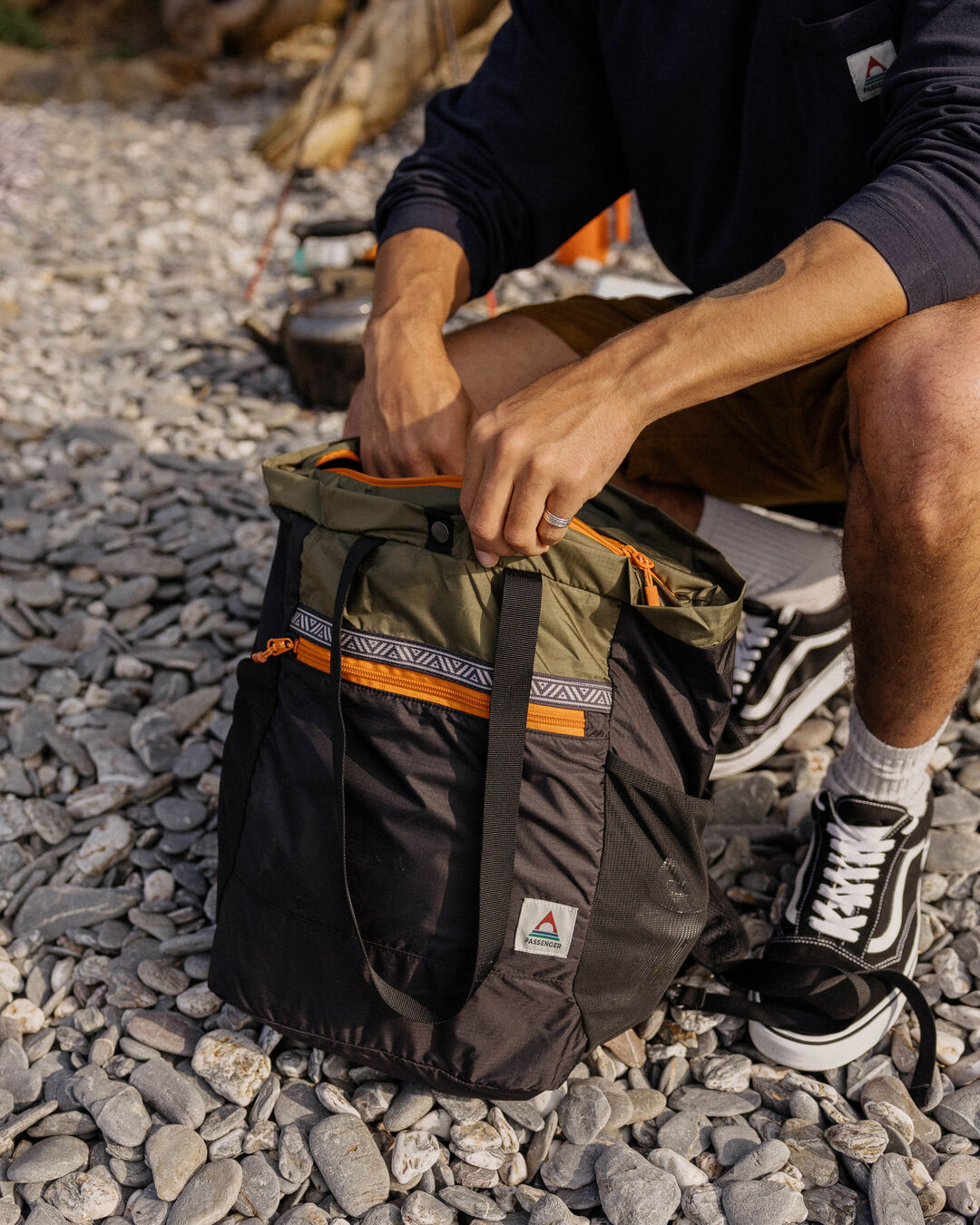 Stow Tote Backpack - True Black/ Khaki