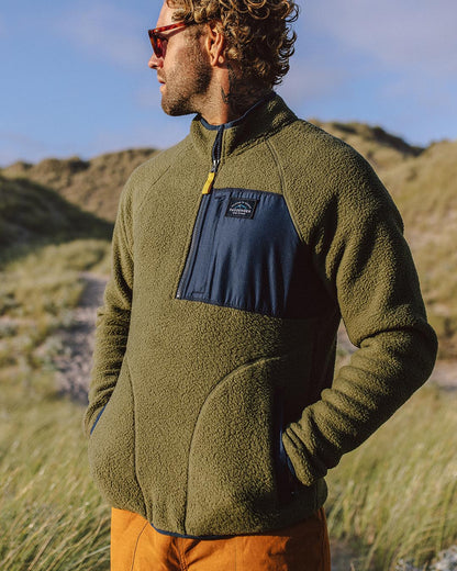 Offgrid Recycled Sherpa 1/4 Zip Fleece - Khaki