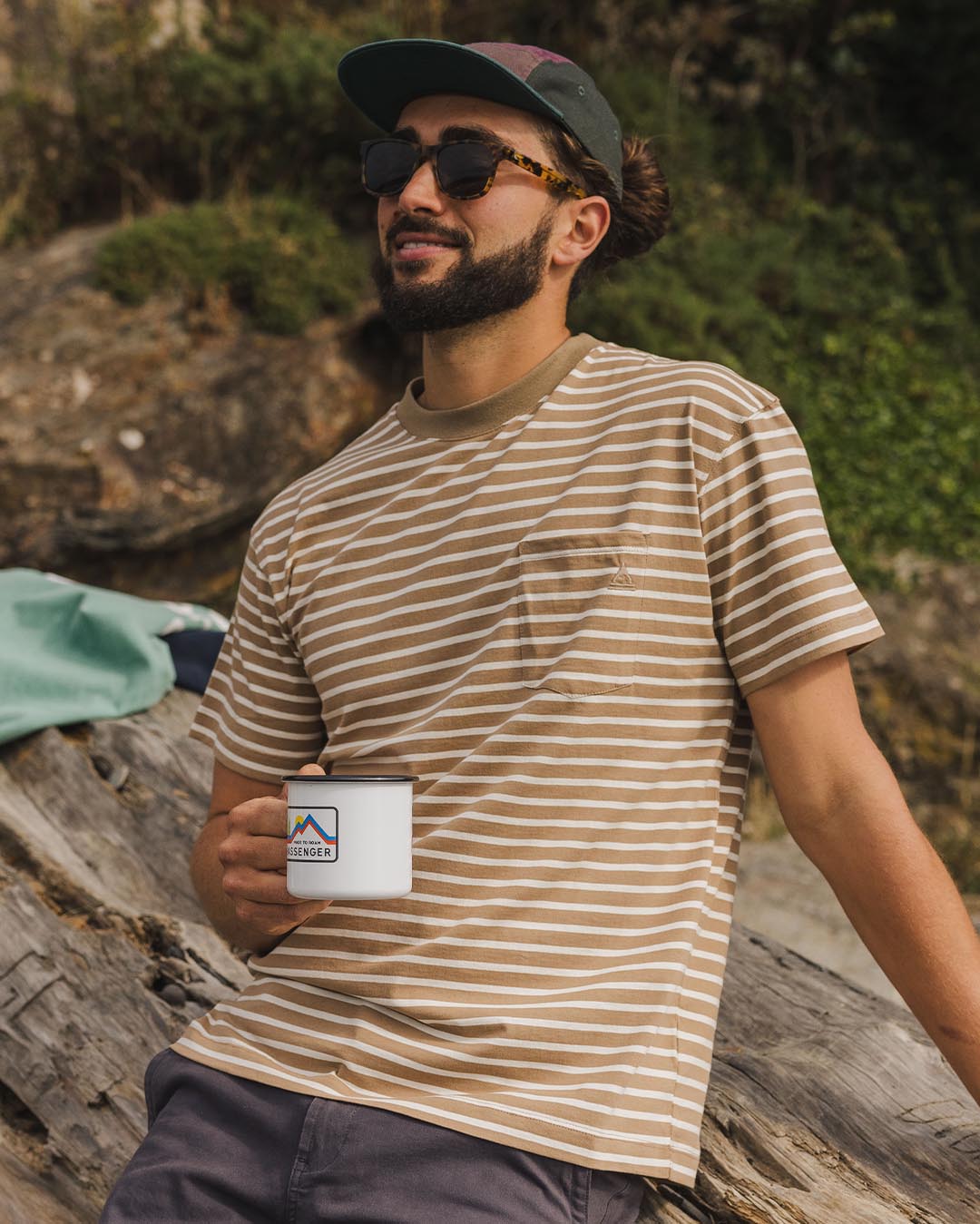 Zen Recycled Cotton Stripe T-Shirt - Toffee Stripe