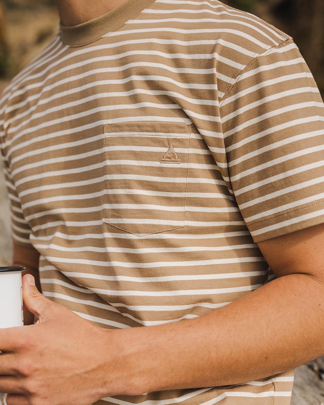 Zen Recycled Cotton Stripe T-Shirt - Toffee Stripe