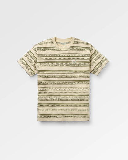 Mellower Jacquard T-Shirt - Geo Stripe Birch/Khaki - Flatlay