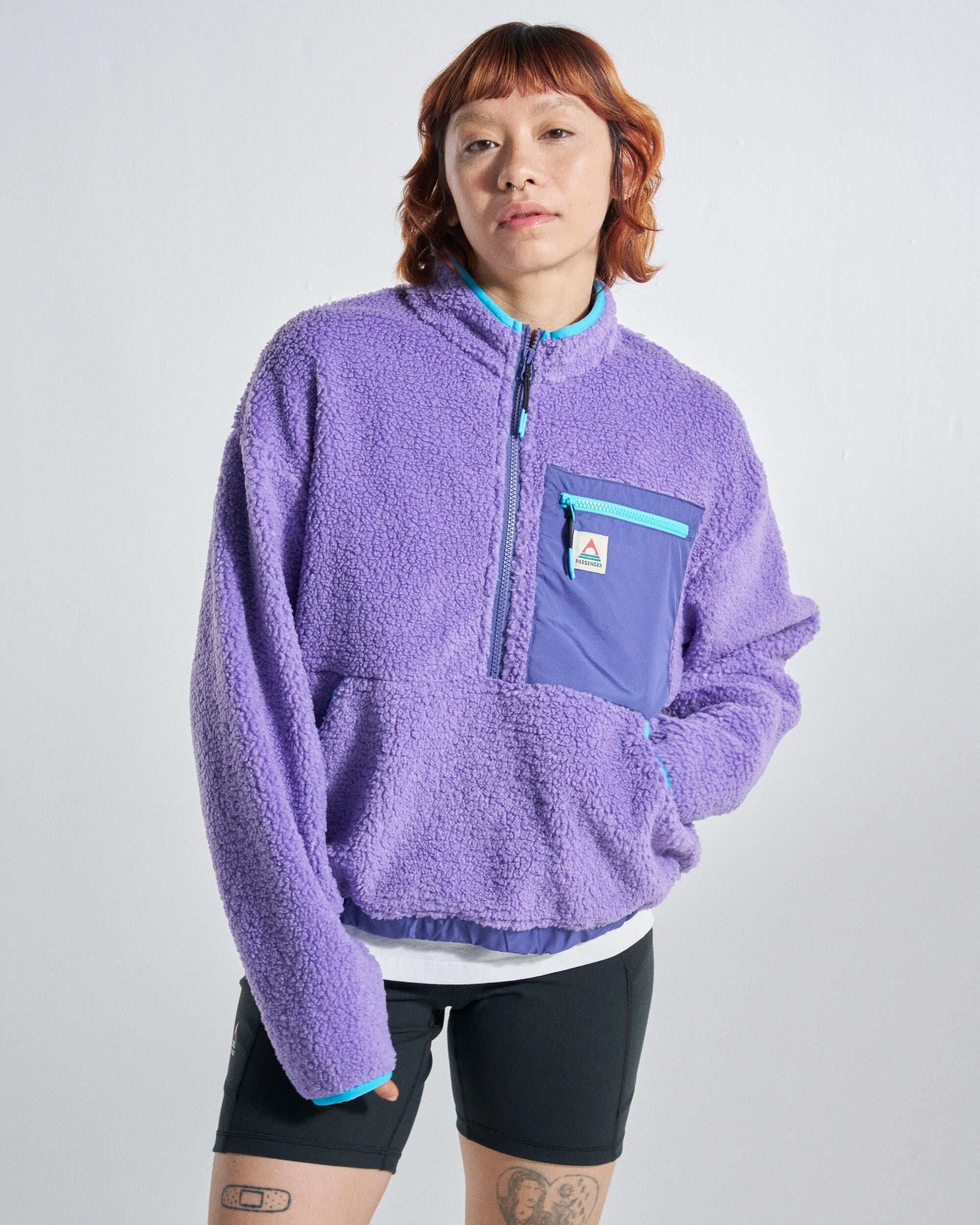 Ravi Sherpa Fleece - Retro Purple - Studio Model