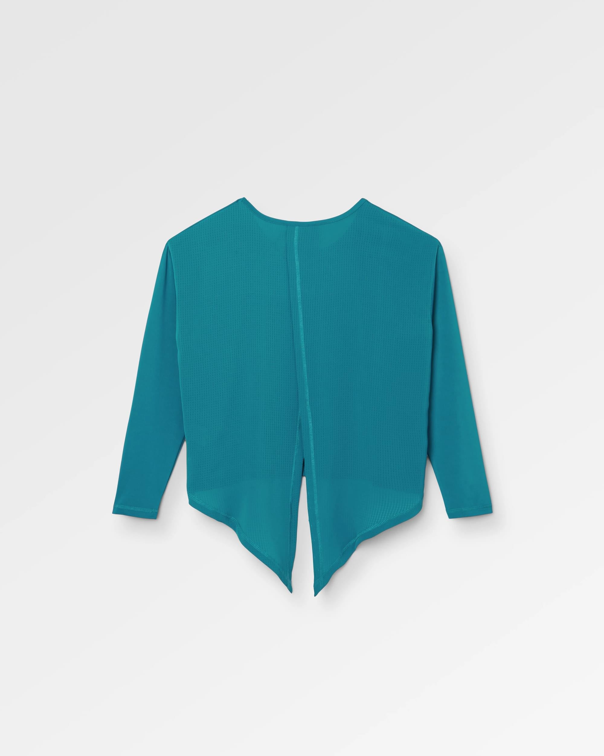 Chakra Tie Back Active LS Recycled T-Shirt - Blue Steel - Flatlay