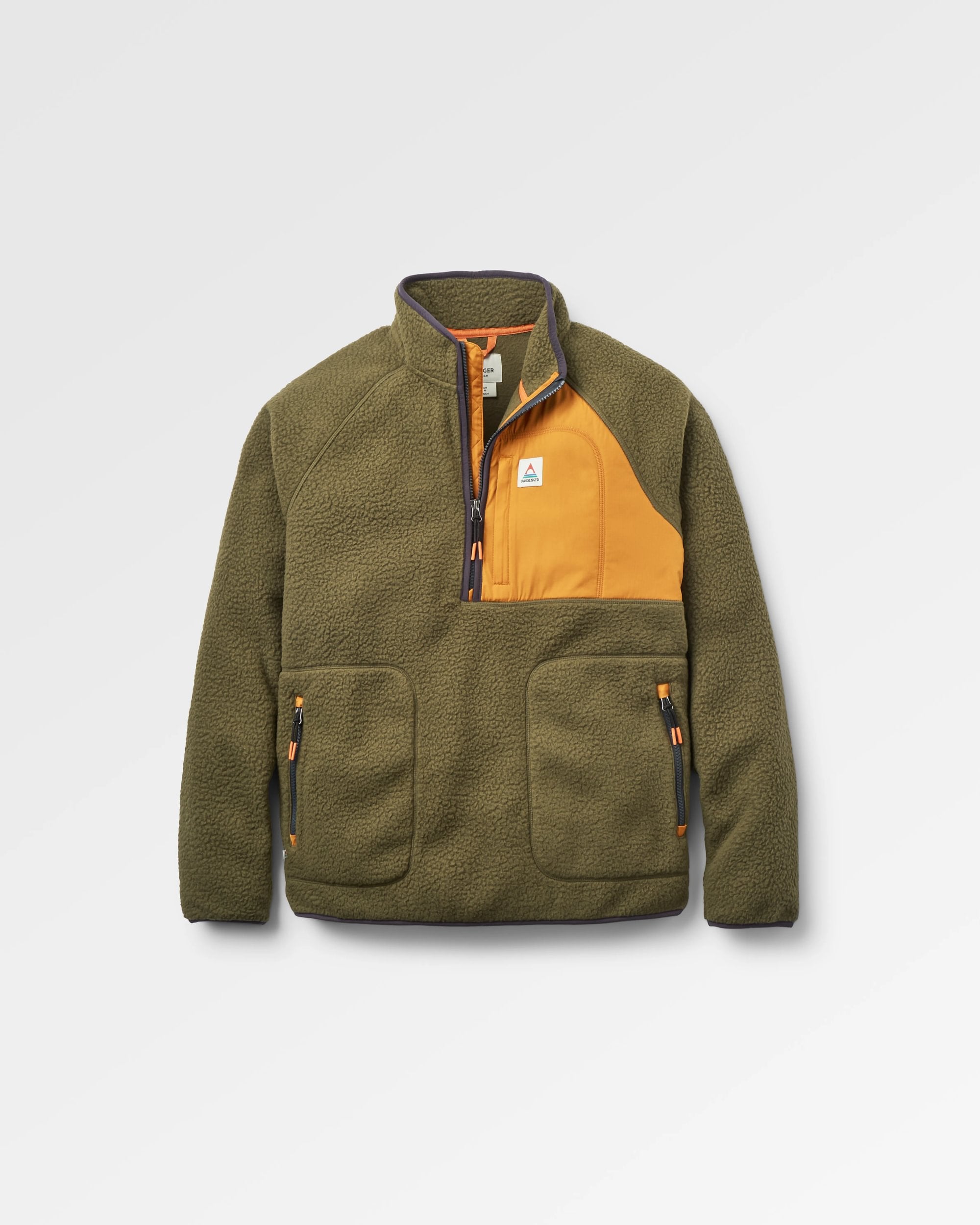 Offgrid 1/2 Zip Recycled Sherpa Fleece - Dark Olive - Flatlay