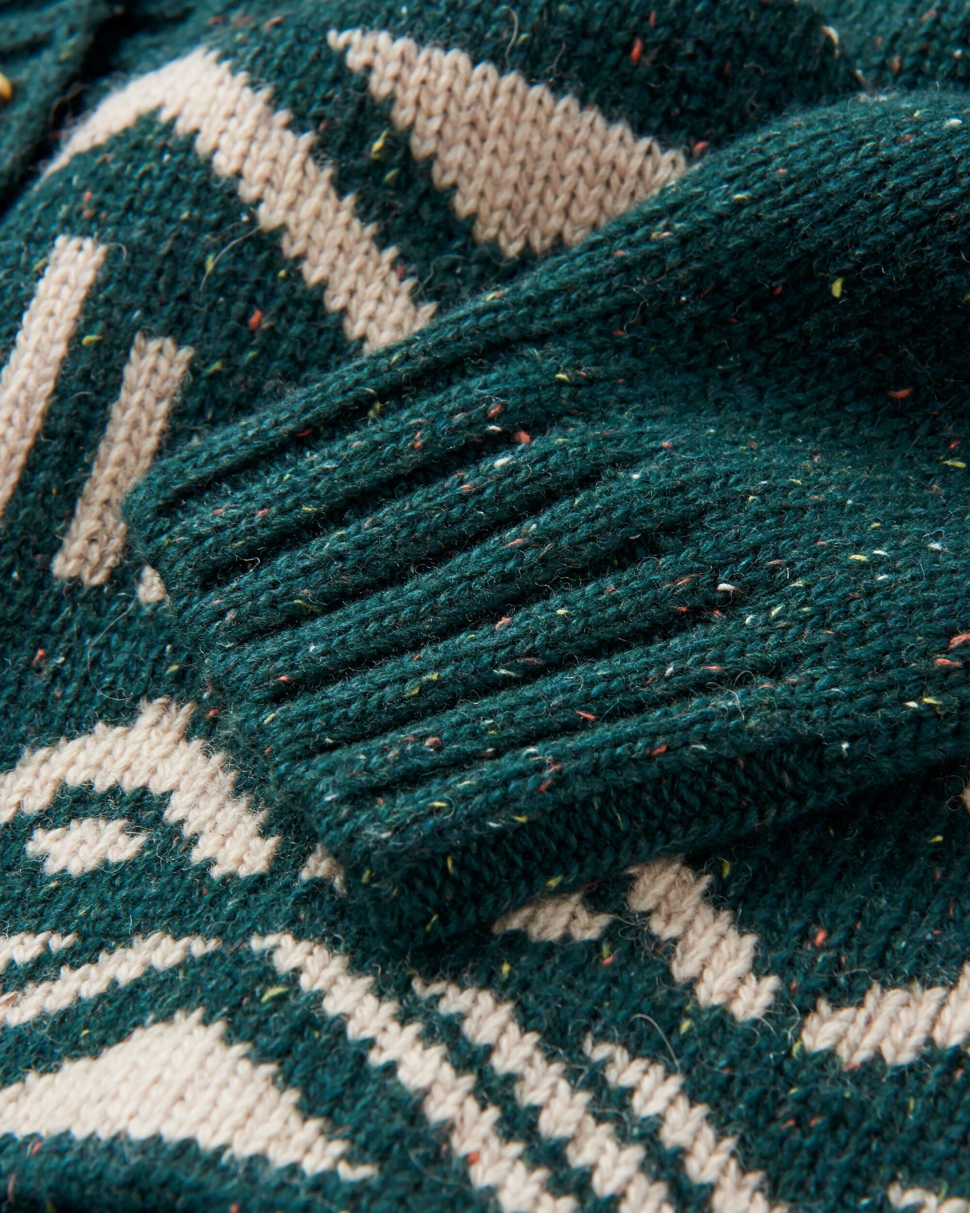 Snoozle Recycled Knitted Hooded Cardigan - Rain Forest - Flatlay