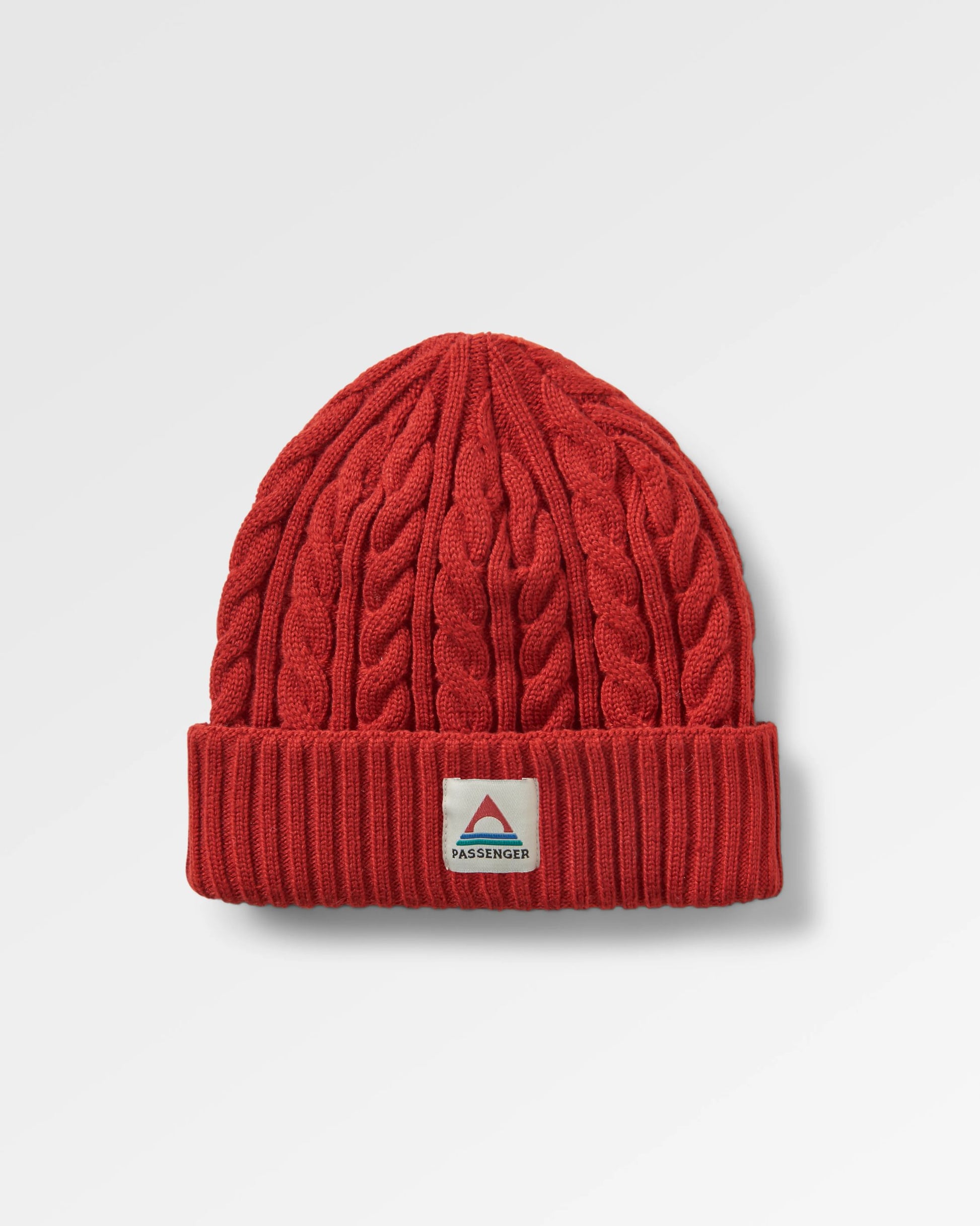 Fireside Recycled Cable Knit Beanie - Red Ochre