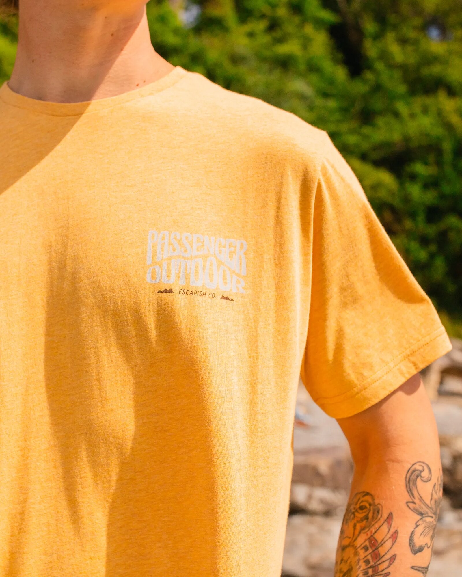 Yuca Organic Cotton T-Shirt - Dusty Ochre Marl - Lifestyle