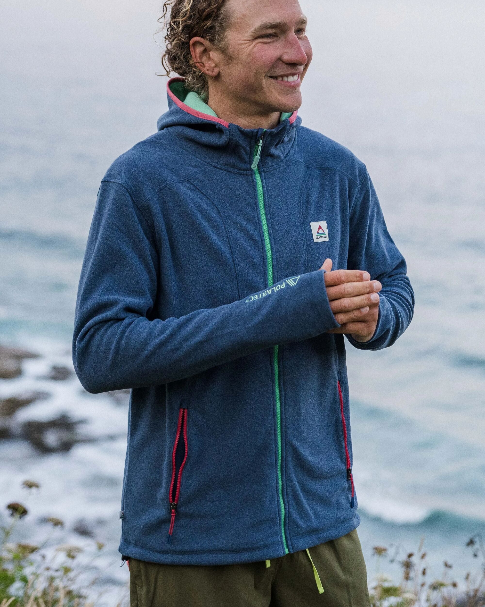 Pinegrove Recycled Polartec® Fleece Hoodie - Dark Denim Marl - Lifestyle