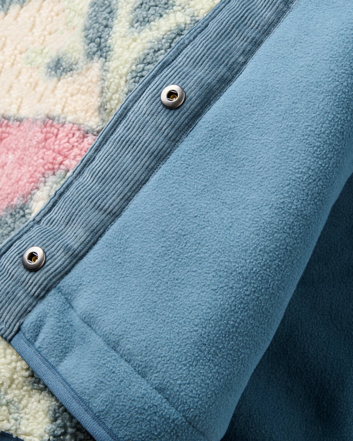 Clover Sherpa Fleece Hooded Jacket - Slower Rhythms Stormy Blue - Flatlay