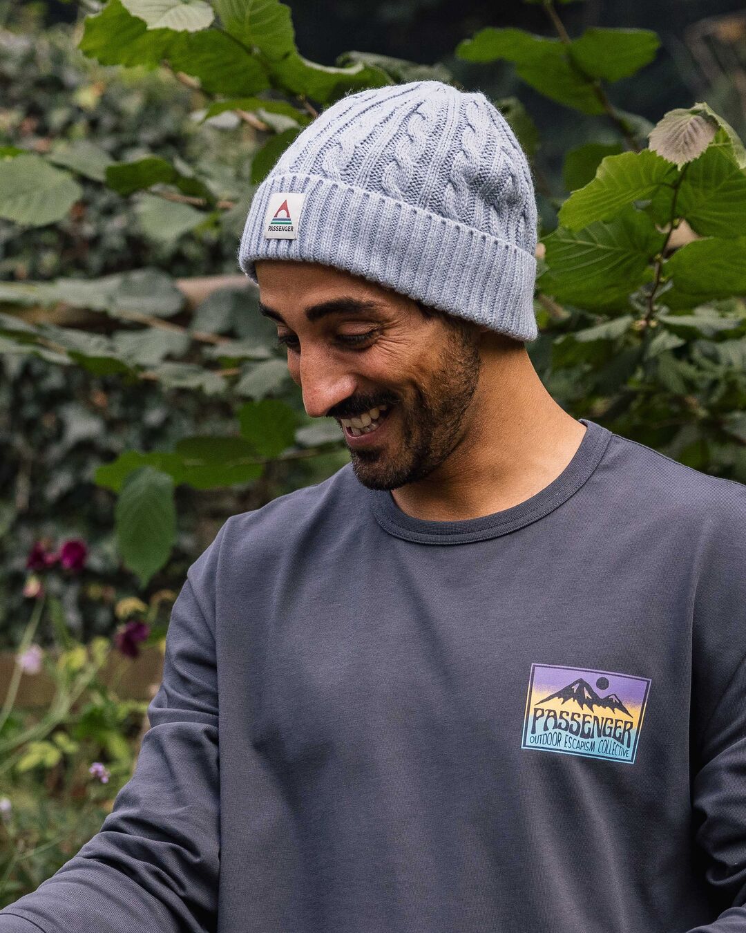 Fireside Recycled Cable Knit Beanie - Blue Fog - Lifestyle - Male