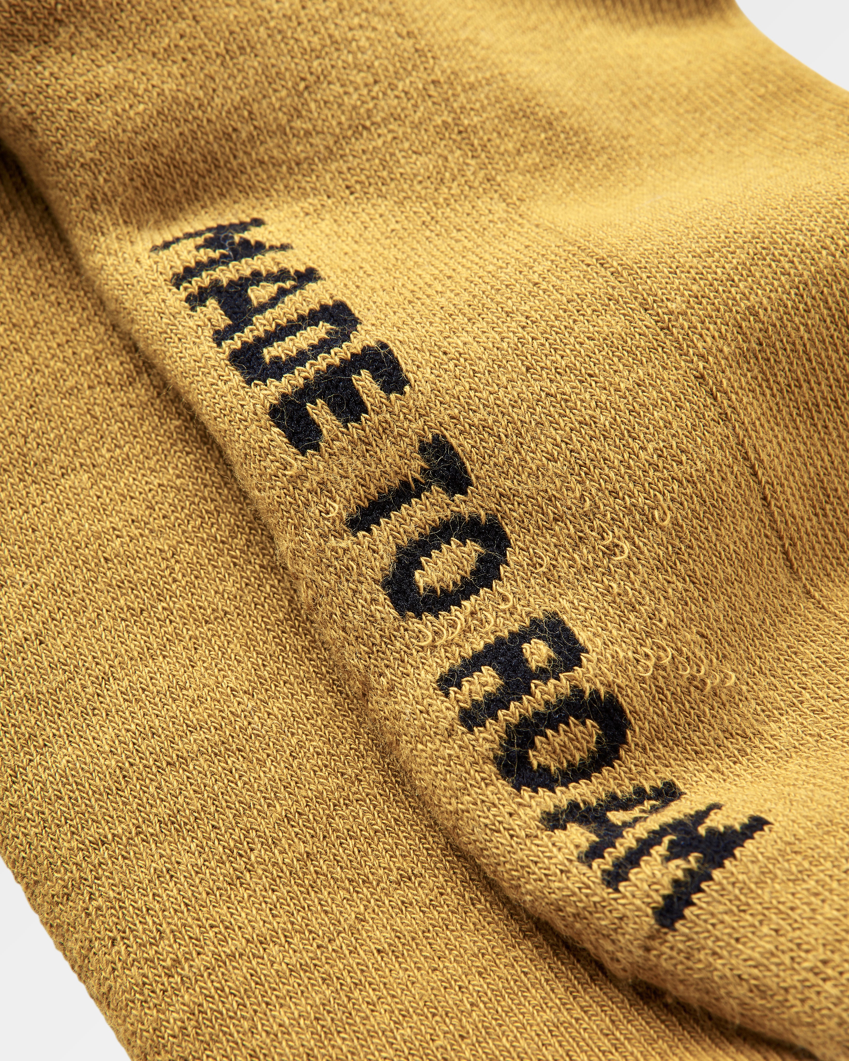 Organic Midweight Crew Socks - Mustard Yellow - Flatlay