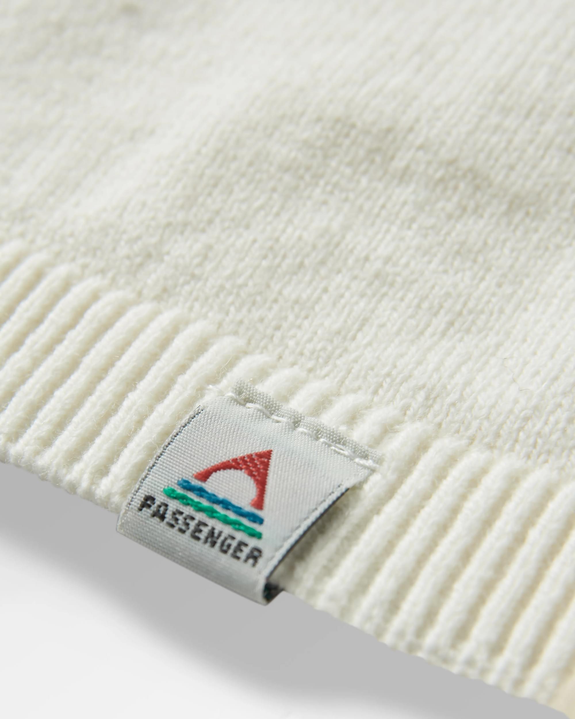 Migrate Organic Knitted Jumper - Green spruce stripe - Flatlay