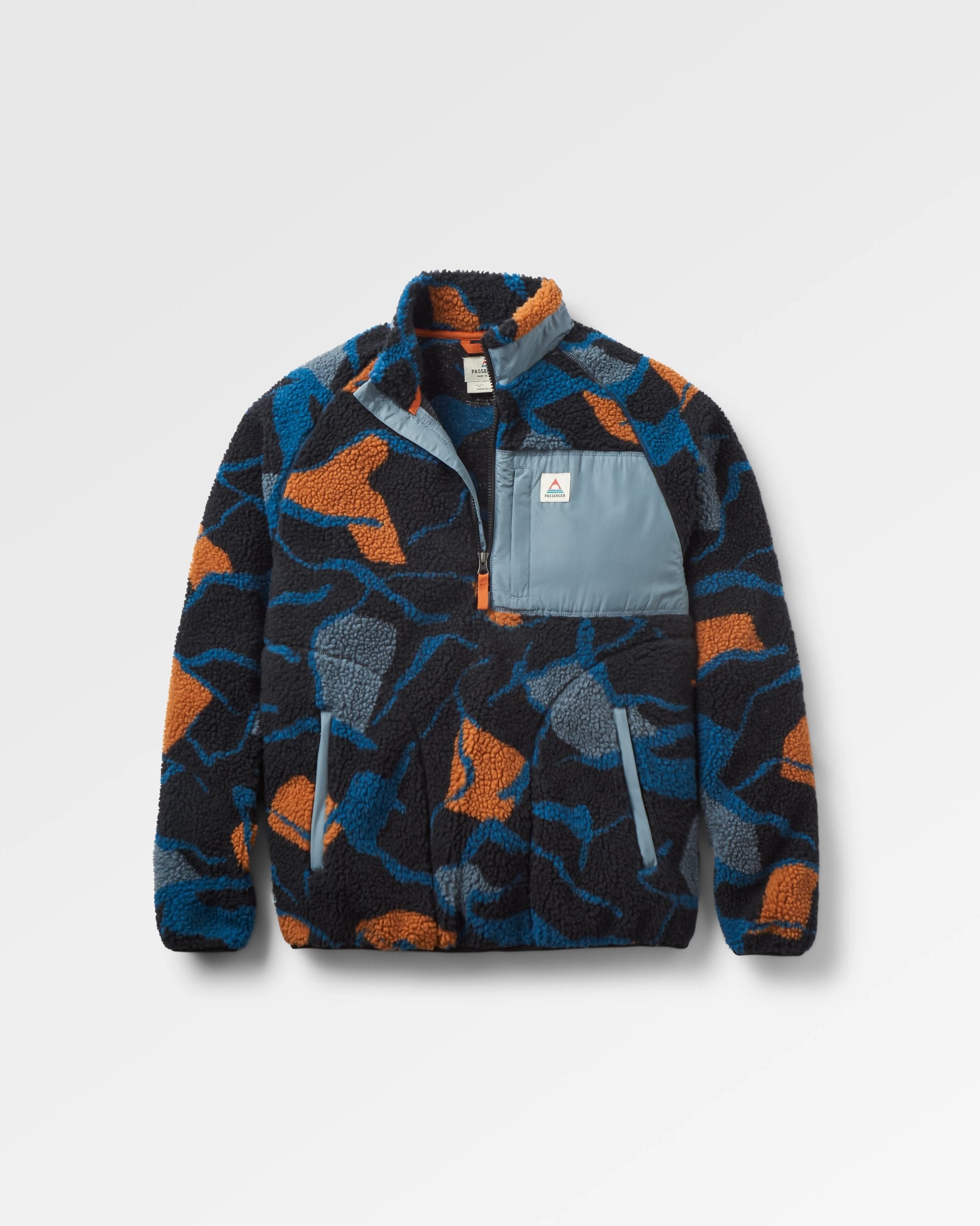 Offroad Recycled Sherpa 1/2 Zip Fleece - Abstract Trails Black - Flatlay