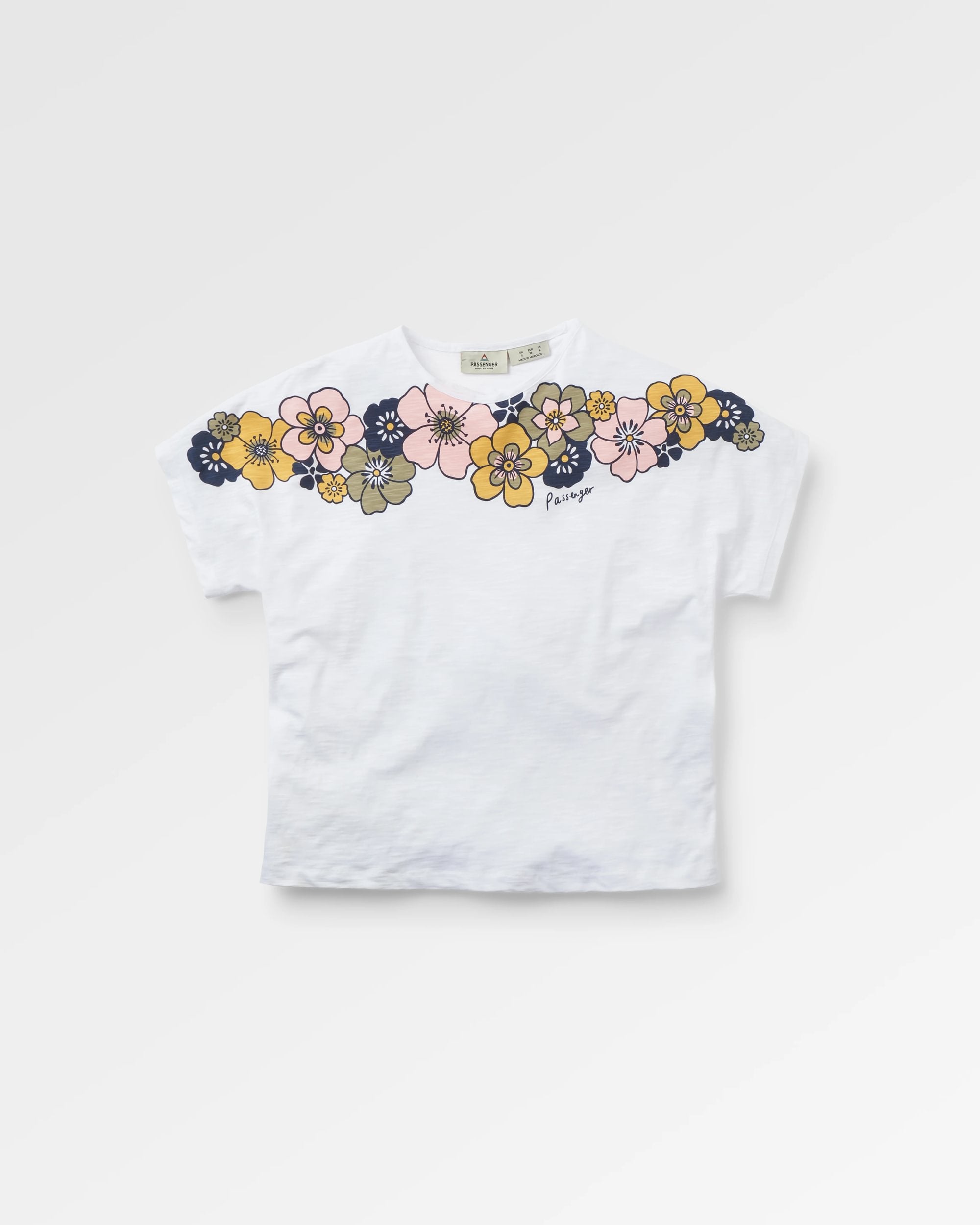 Floral Recycled Cotton T-Shirt - White - Flatlay
