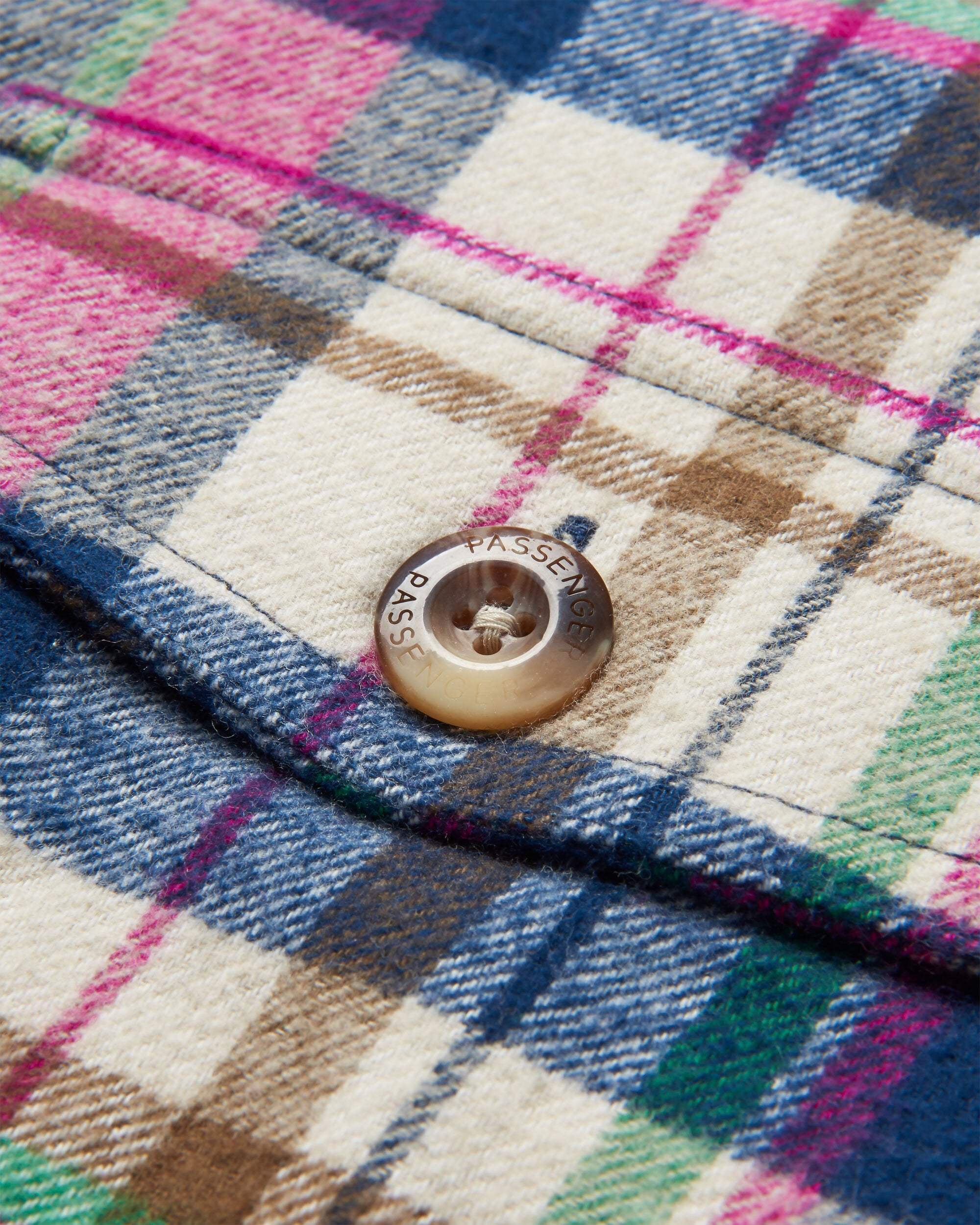 Rustic Organic Cotton Heavyweight Overshirt - Off White Check - Flatlay