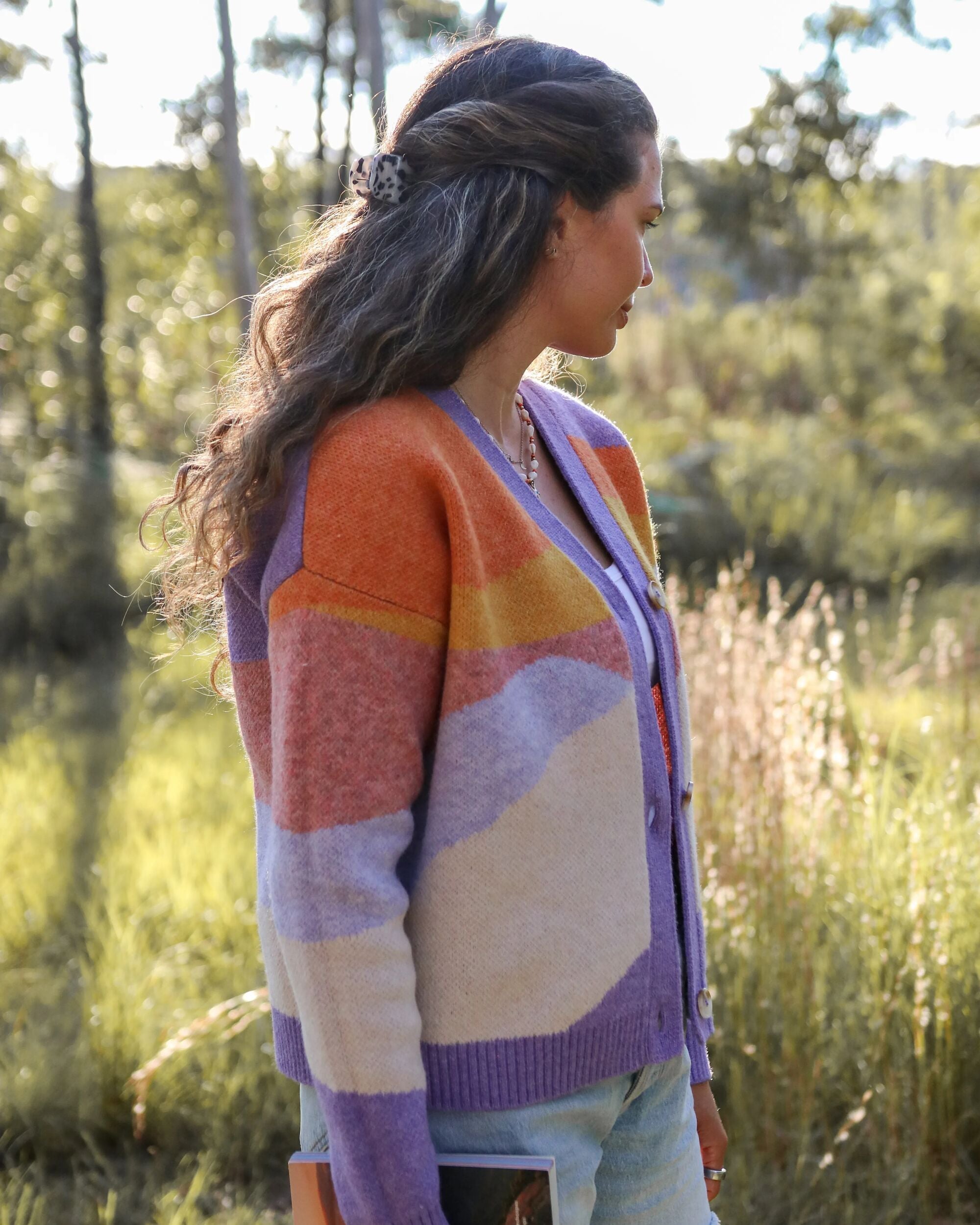 Scenic Recycled Knitted Cardigan - Scenic Sunrise Orange - Lifestyle