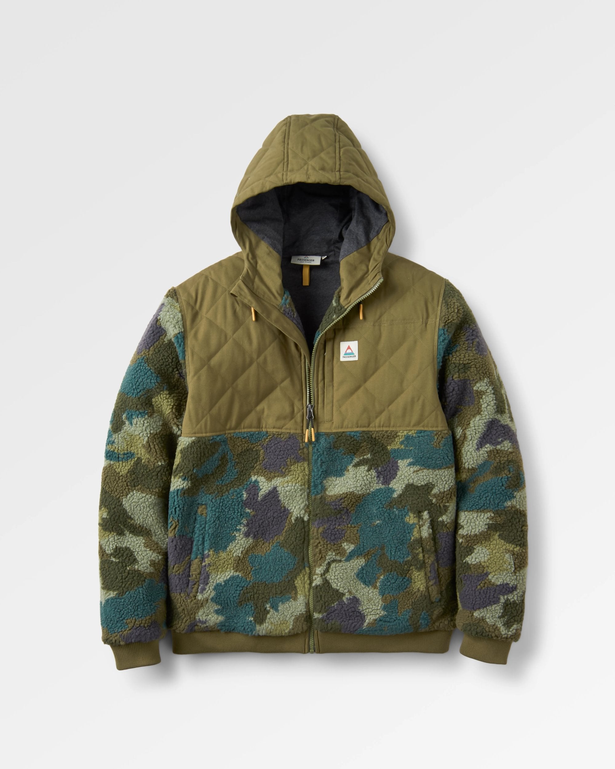Adventure 2.0 Recycled Deep-Pile Sherpa Fleece - Alpine Camo Khaki - Flatlay