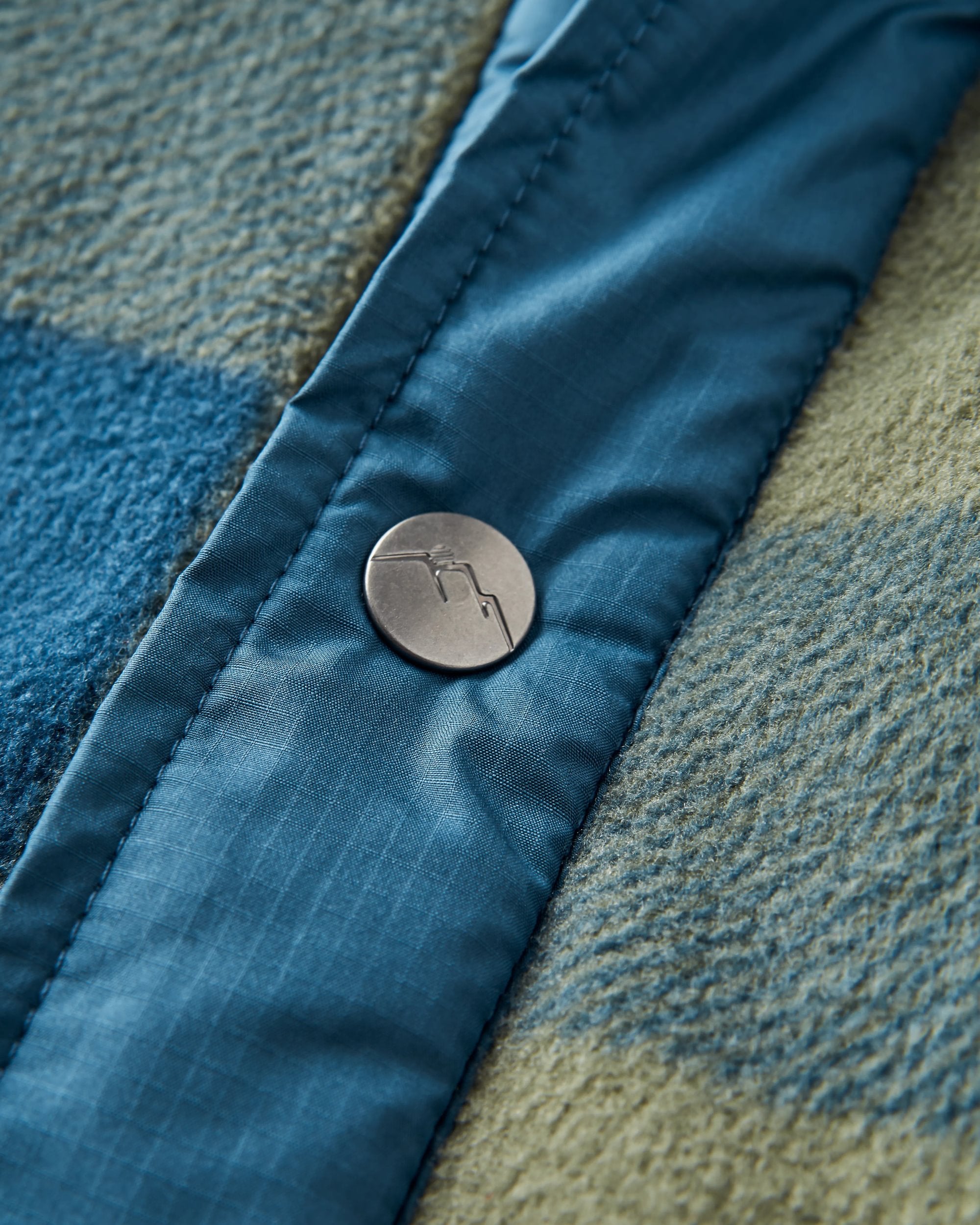 Firelight Sherpa Lined Overshirt - Dusty Olive/Dark Denim Check  - Flatlay