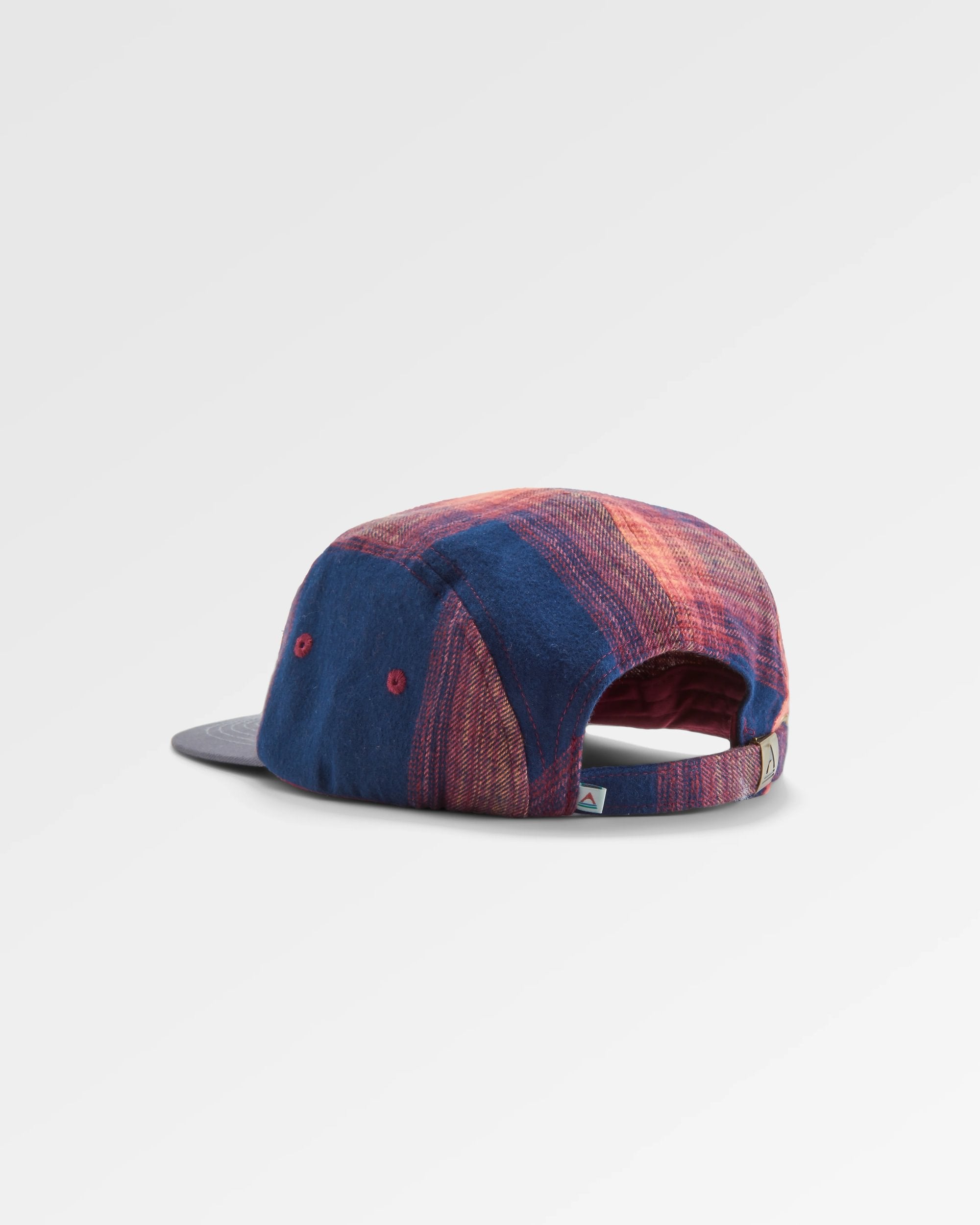Fixie Recycled Flannel 5 Panel Cap - Rich Navy/ Red Ochre Check - Flatlay