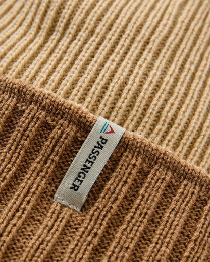 Outlook Reversible Recycled Beanie - Toffee/Stone - Flatlay