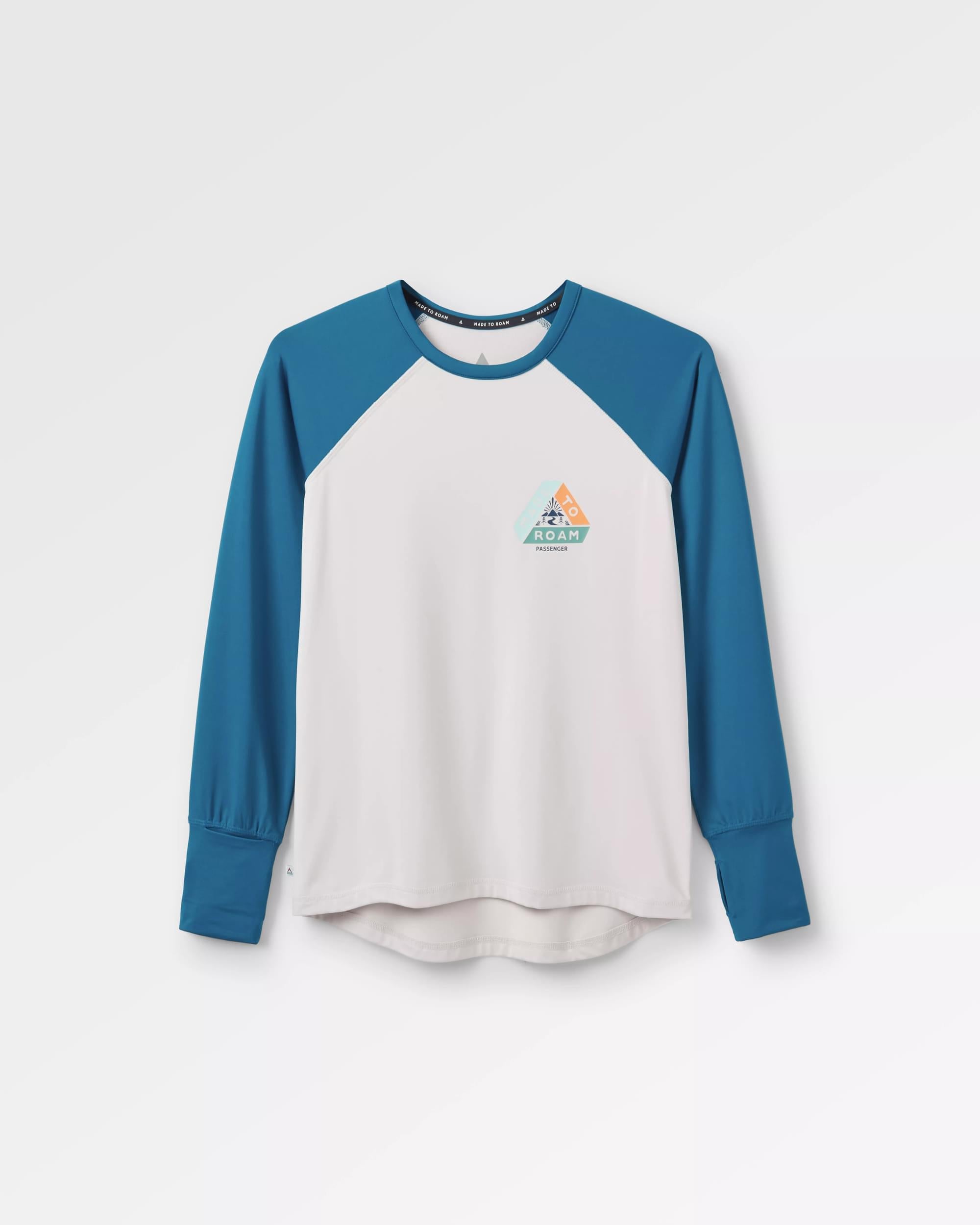 River Recycled Active LS T-Shirt - Corsair/ Vintage White - Flatlay